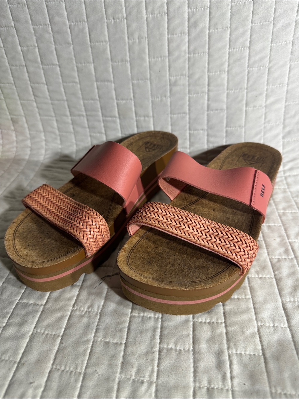 Reef Pink Coral Dual-Strap Slide Sandals